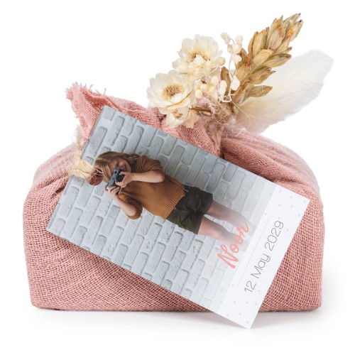 Såper i rosa stoffinnpakninger med rektangulært merke (sett à 6)