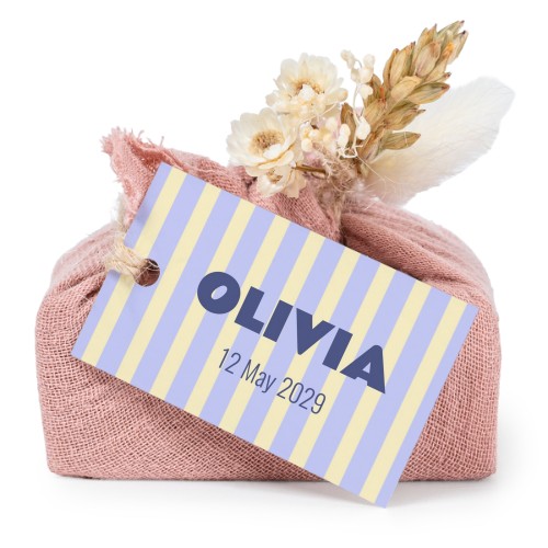 Lot de 6 savons avec emballage en coton rose et étiquettes rectangulaires