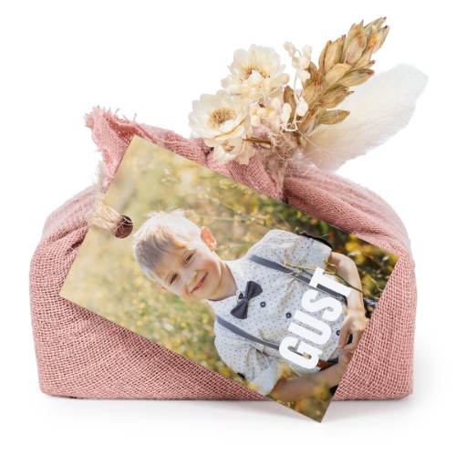 Lot de 6 savons avec emballage en coton rose et étiquettes rectangulaires