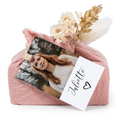 Pink cotton wrapped soaps with rectangular label (6 pcs)