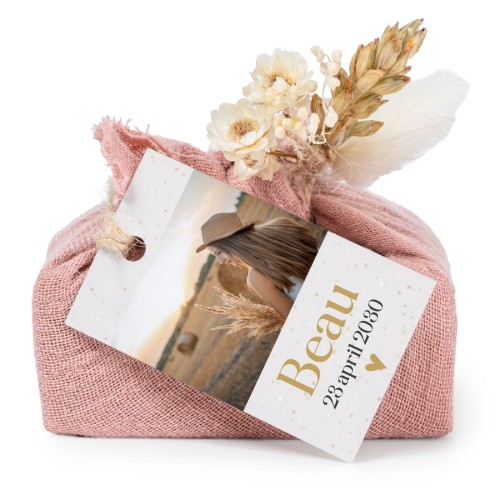 Pink cotton wrapped soaps with rectangular label (6 pcs)