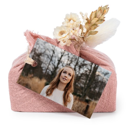Pink cotton wrapped soaps with rectangular label (6 pcs)