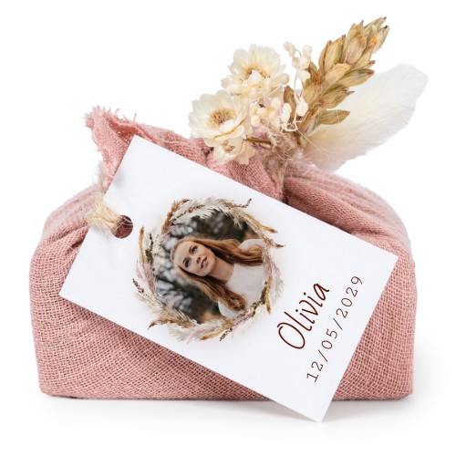 Pink cotton wrapped soaps with rectangular label (6 pcs)