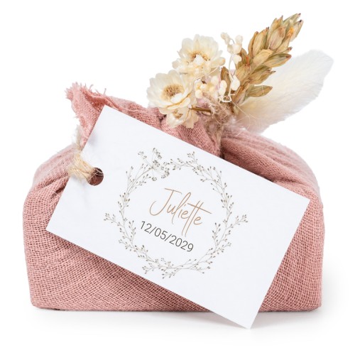 Pink cotton wrapped soaps with rectangular label (6 pcs)
