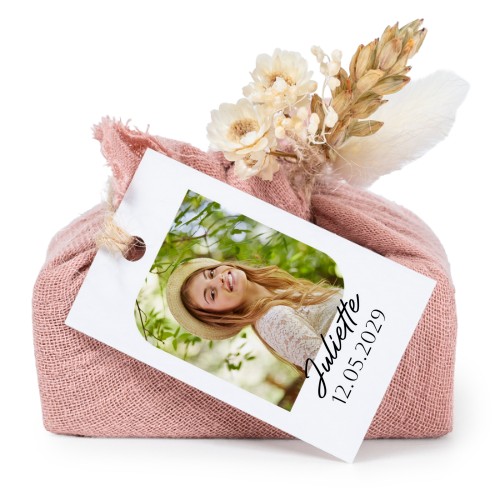 Lot de 6 savons avec emballage en coton rose et étiquettes rectangulaires