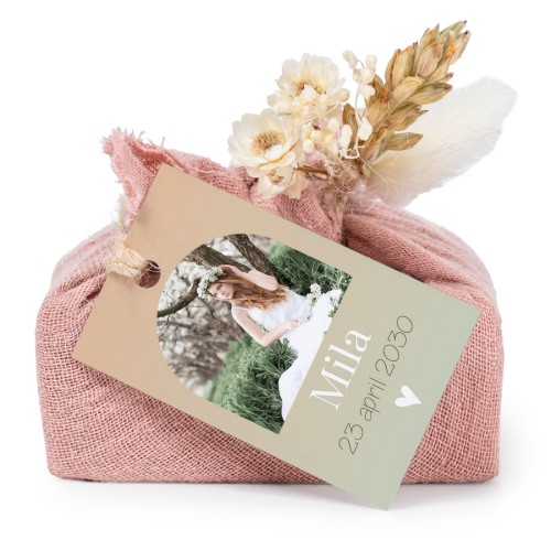 Pink cotton wrapped soaps with rectangular label (6 pcs)