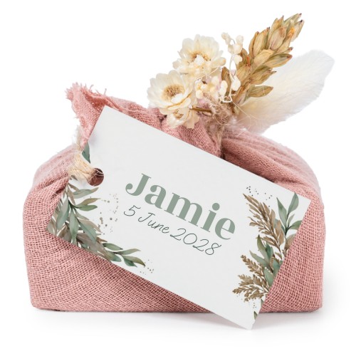 Lot de 6 savons avec emballage en coton rose et étiquettes rectangulaires Lot de 6 savons avec emballage en coton rose et étiquettes rectangulaires