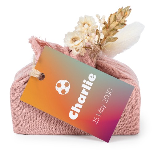 Pink cotton wrapped soaps with rectangular label (6 pcs)