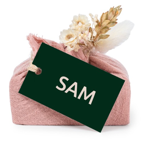 Pink cotton wrapped soaps with rectangular label (6 pcs)