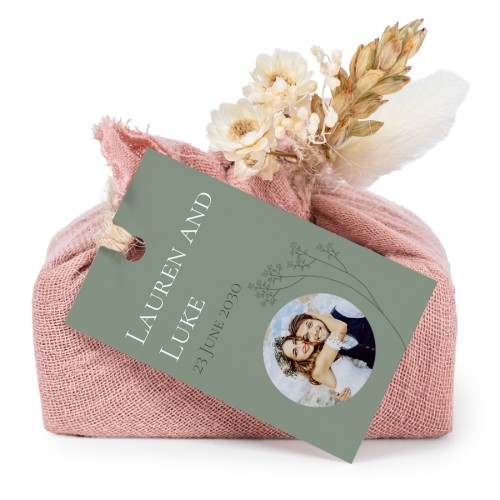 Lot de 6 savons avec emballage en coton rose et étiquettes rectangulaires