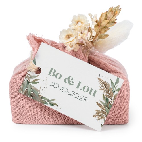 Pink cotton wrapped soaps with rectangular label (6 pcs)