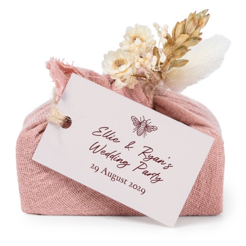 Lot de 6 savons avec emballage en coton rose et étiquettes rectangulaires Lot de 6 savons avec emballage en coton rose et étiquettes rectangulaires