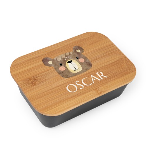 Matboks med bambuslokk Svart