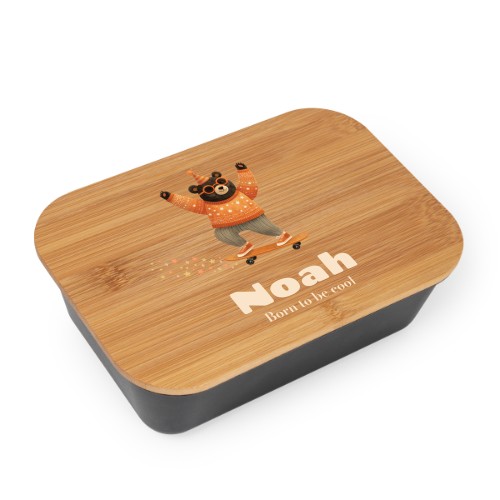 Madkasse med bambuslåg Sort