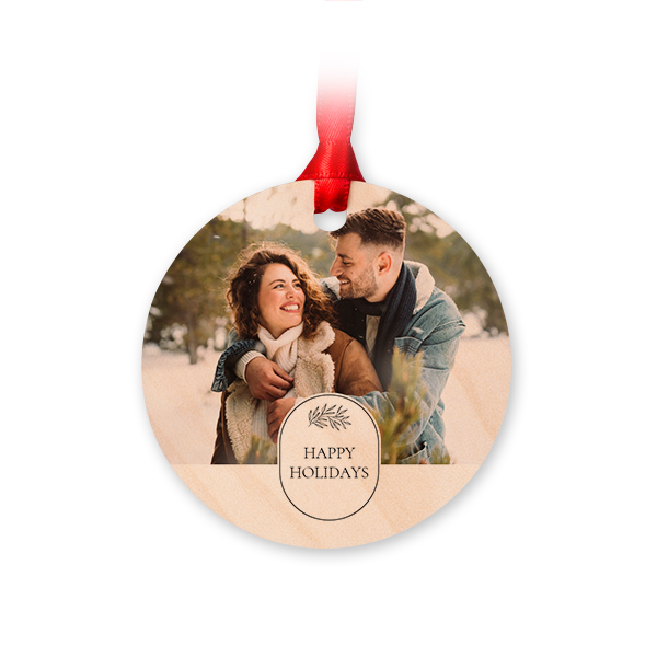 Wooden Christmas ornaments Circle - set of 4