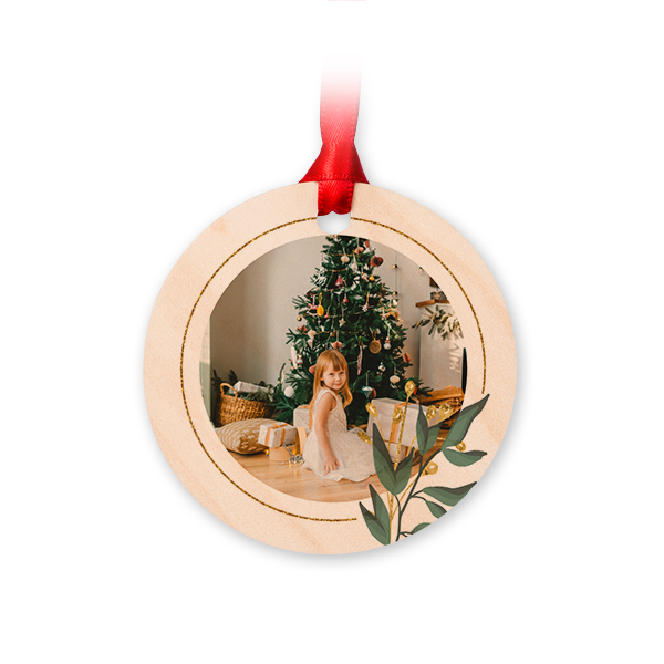 Wooden Christmas ornaments Circle - set of 4