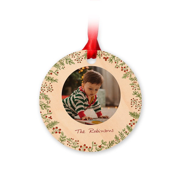 Wooden Christmas ornaments Circle - set of 4