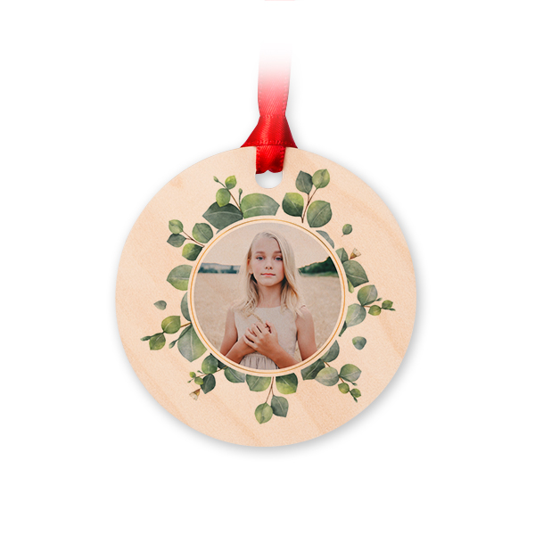 Wooden Christmas ornaments Circle - set of 4