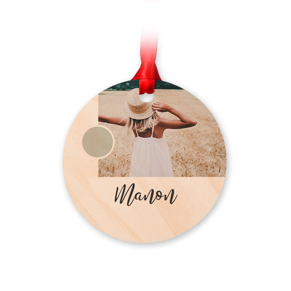 Wooden Christmas ornaments Circle - set of 4