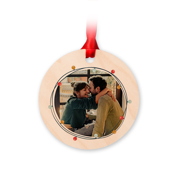 Wooden Christmas ornaments Circle - set of 4