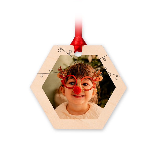 Houten kersthangers Zeshoek (Set van 4)