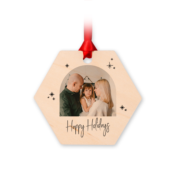 Houten kersthangers Zeshoek (Set van 4)