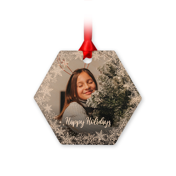 Wooden Christmas ornaments Hexagon - set of 4