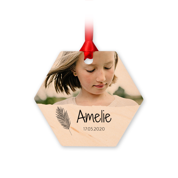 Décoration de Noël en bois Hexagone (lot de 4)