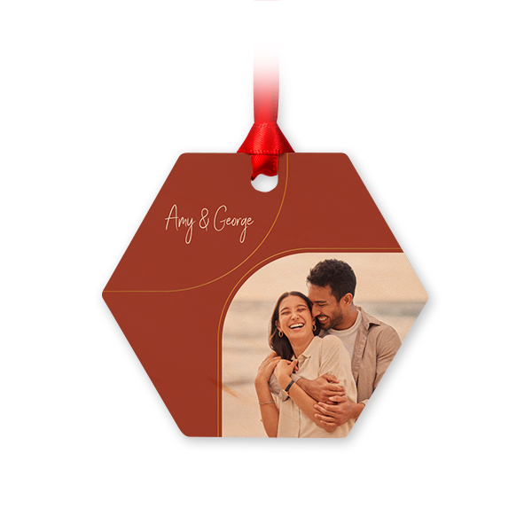 Wooden Christmas ornaments Hexagon - set of 4