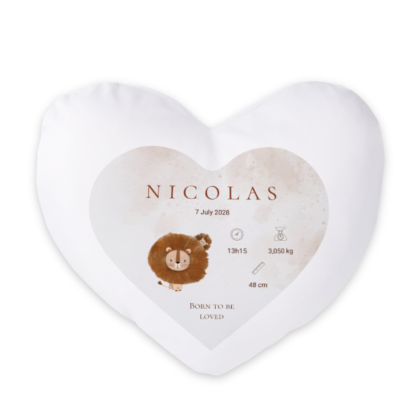 Coussin satiné coeur imprimé sur 1 côté Coussin satiné coeur imprimé sur 1 côté