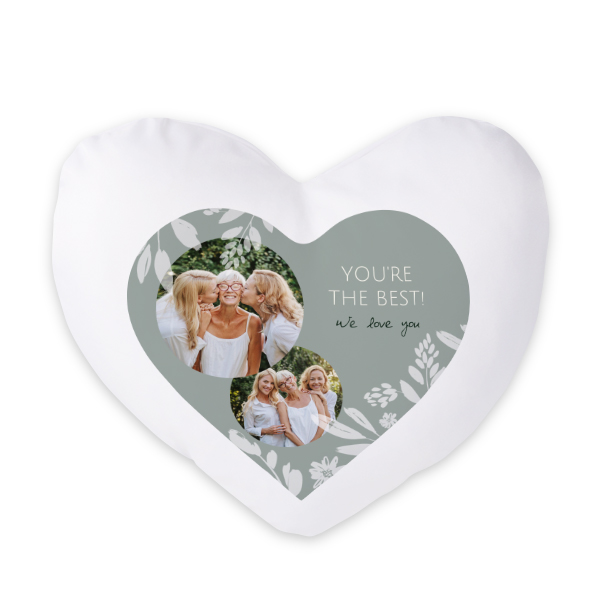 Coussin satiné coeur imprimé sur 1 côté Coussin satiné coeur imprimé sur 1 côté