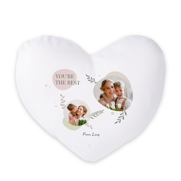 Coussin satiné coeur imprimé sur 1 côté Coussin satiné coeur imprimé sur 1 côté