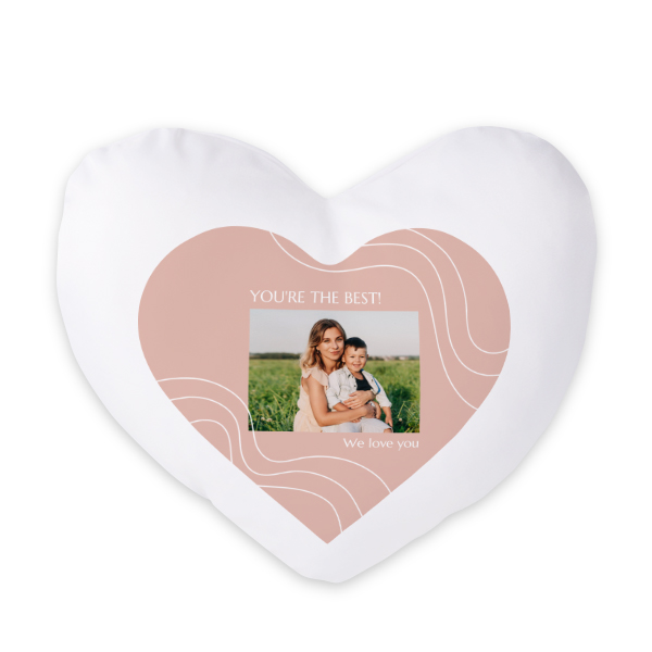 Coussin satiné coeur imprimé sur 1 côté