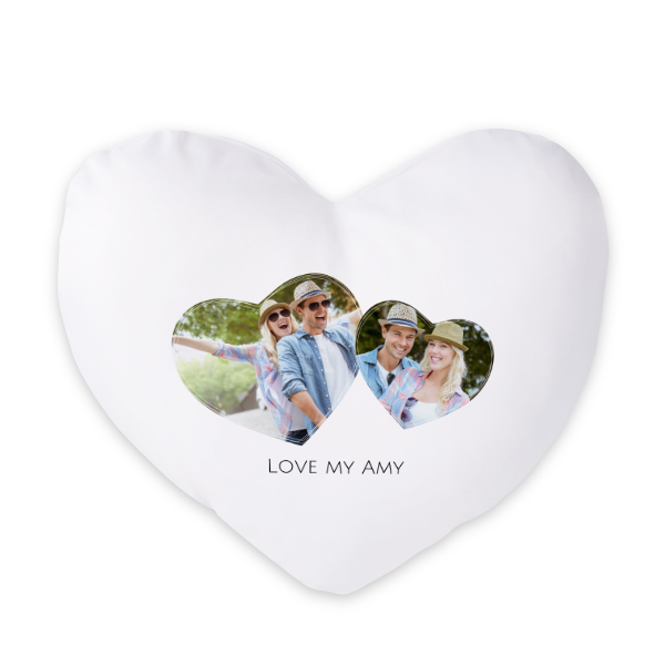 Coussin satiné coeur imprimé sur 1 côté Coussin satiné coeur imprimé sur 1 côté