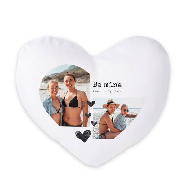 Polyester Cushion Cover and Filling Heart with Front Print
