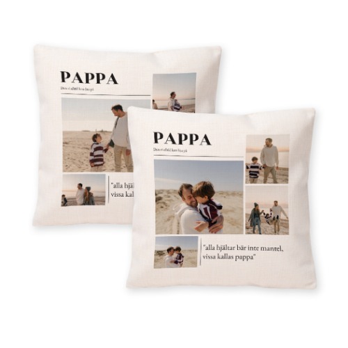 Kuddfodral i polylinen, Kvadratisk M med tryck på fram- & baksida