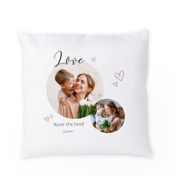 Polyester kussen met vulling vierkant M voorkant bedrukking
