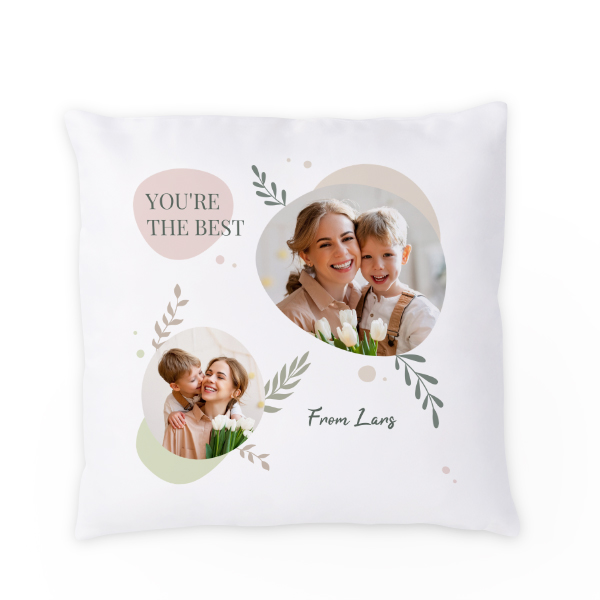 Polyester kussensloop met vulling vierkant M met print op de voorkant