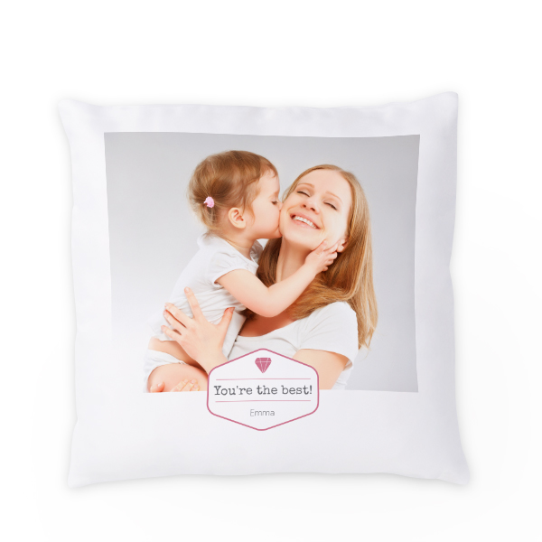 Polyester kussensloop met vulling vierkant M met print op de voorkant