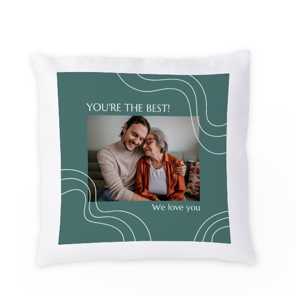 Polyester kussensloop met vulling vierkant M met print op de voorkant