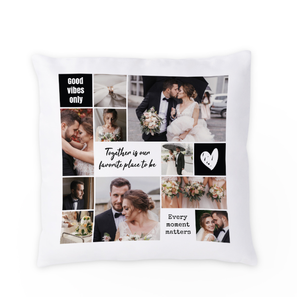 Polyester kussensloop met vulling vierkant M met print op de voorkant