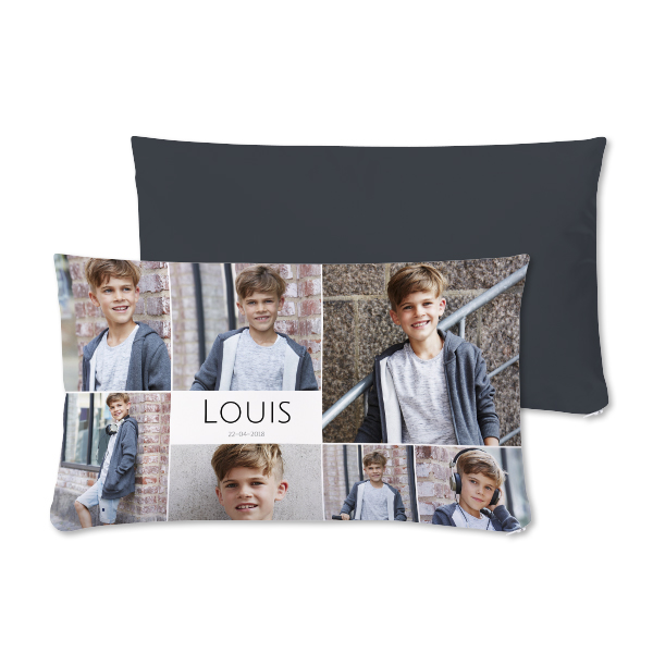 Polyester kussensloop met vulling liggend voor- en achterkant