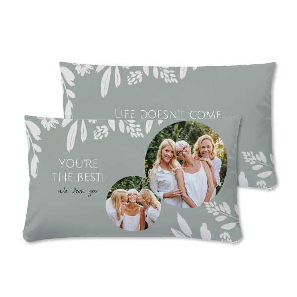 Polyester kussensloop met vulling liggend voor- en achterkant
