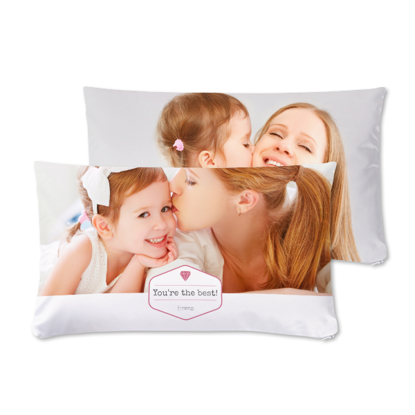 Polyester kussensloop met vulling liggend voor- en achterkant