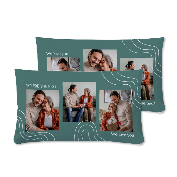 Polyester kussen met vulling liggend voor- en achterkant bedrukking