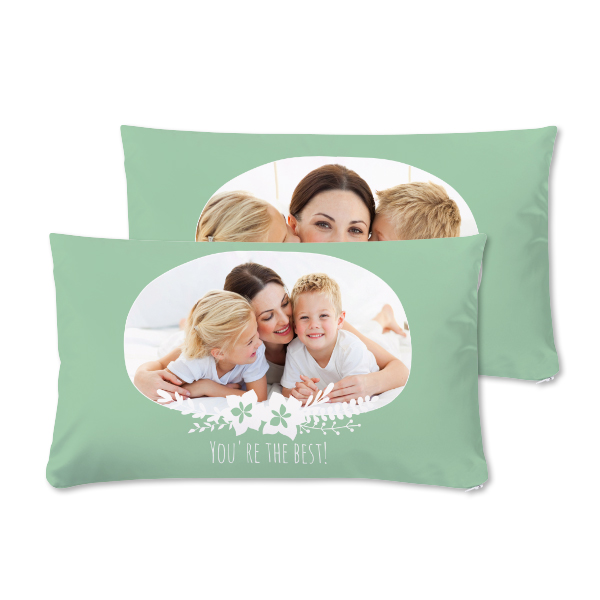 Polyester kussensloop liggend voor- en achterkant