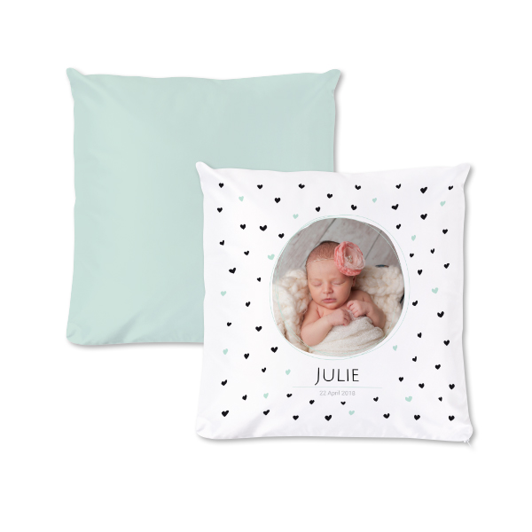 Polyester kussen met vulling vierkant M voor- en achterkant bedrukking