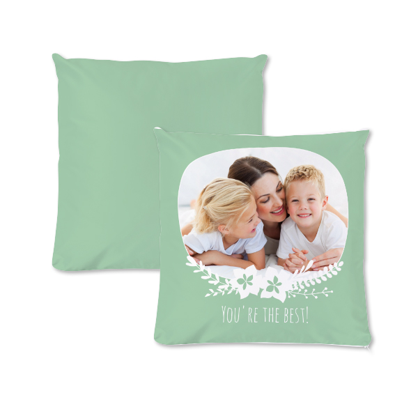 Polyester kussen met vulling vierkant M voor- en achterkant bedrukking