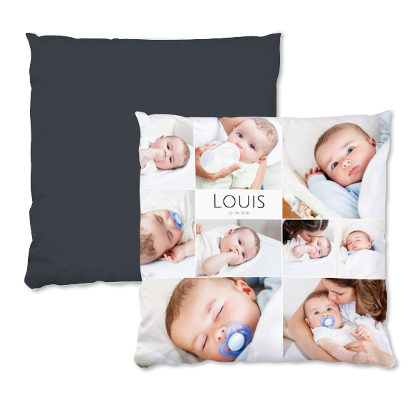 Coussin satiné carré L imprimé recto-verso