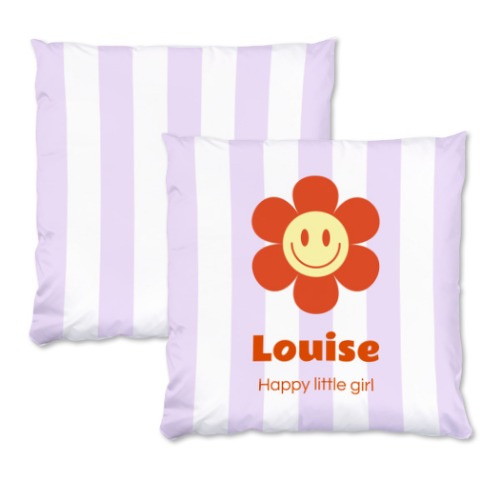 Putetrekk i polyester og innerpute, Kvadratisk L med trykk på for- og bakside